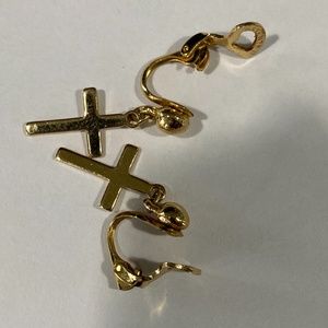 Vintage patented  cross hoops clip earrings